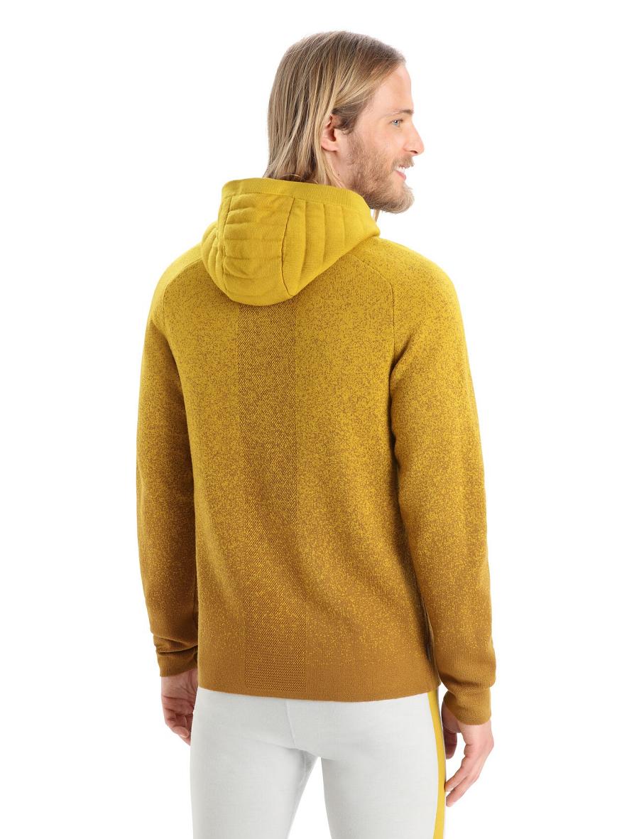 Clove / Silent Gold Men's Icebreaker ZoneKnit™ Merino Insulated Long Sleeve Zip Into the Deep Hoodie | USA 1259TCEV